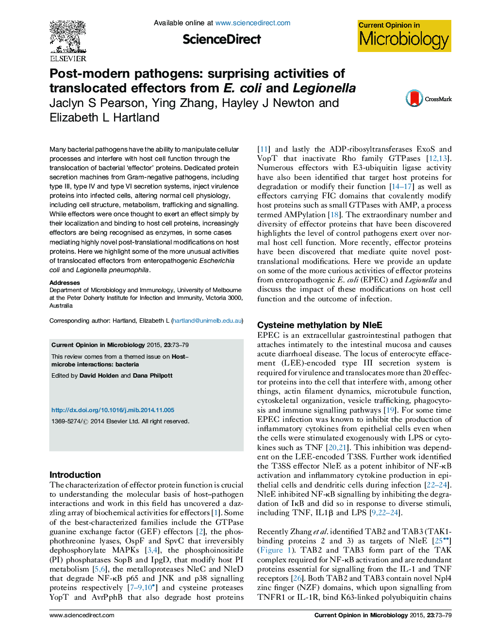 Post-modern pathogens: surprising activities of translocated effectors from E. coli and Legionella