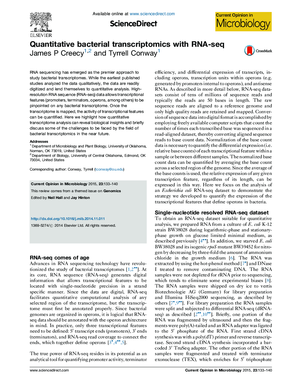 Quantitative bacterial transcriptomics with RNA-seq