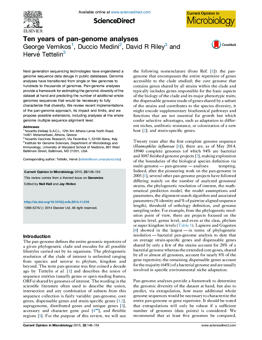 Ten years of pan-genome analyses