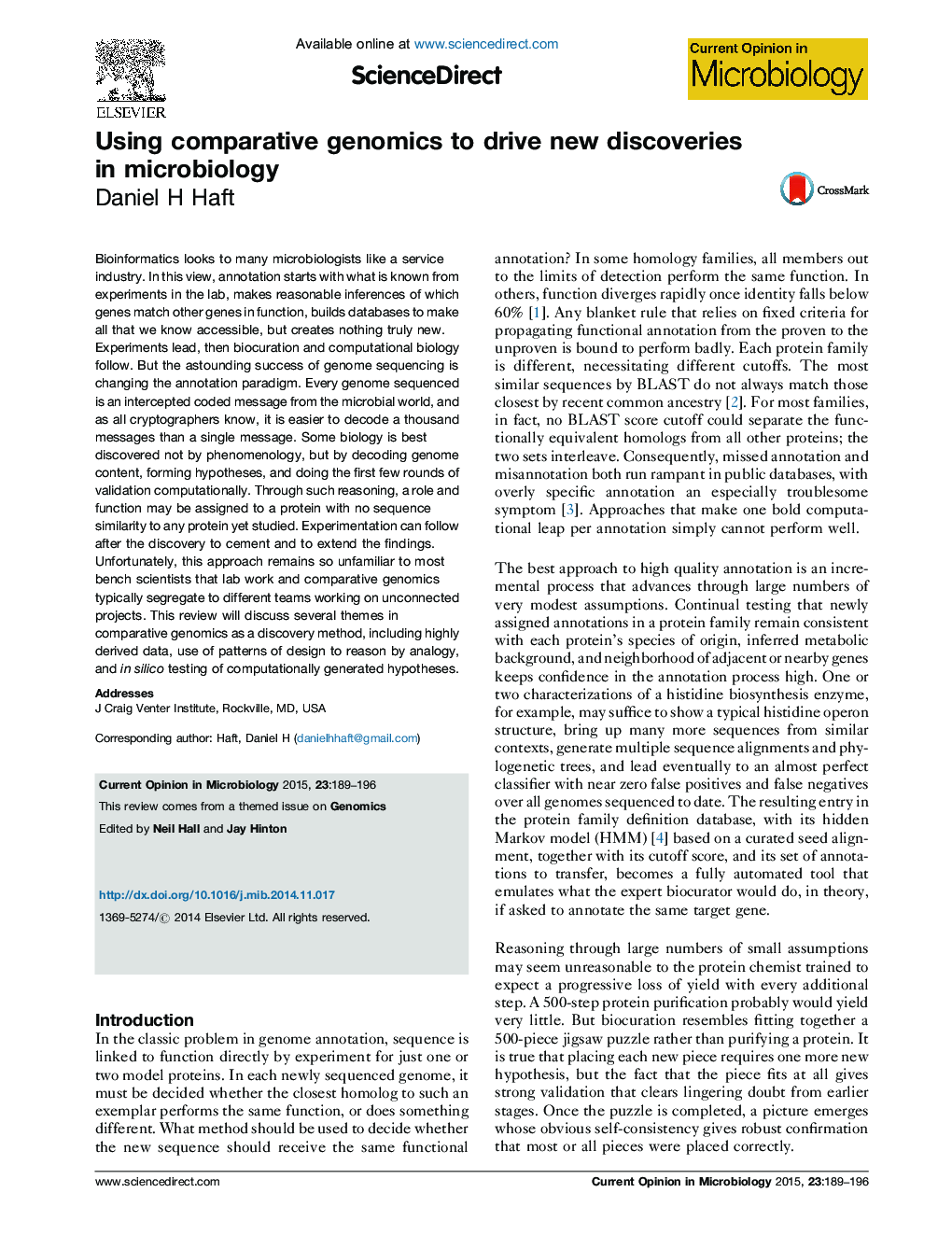 Using comparative genomics to drive new discoveries in microbiology