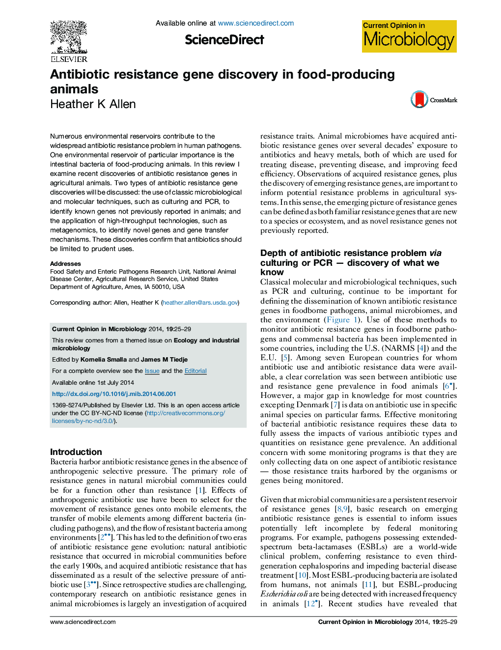 Antibiotic resistance gene discovery in food-producing animals