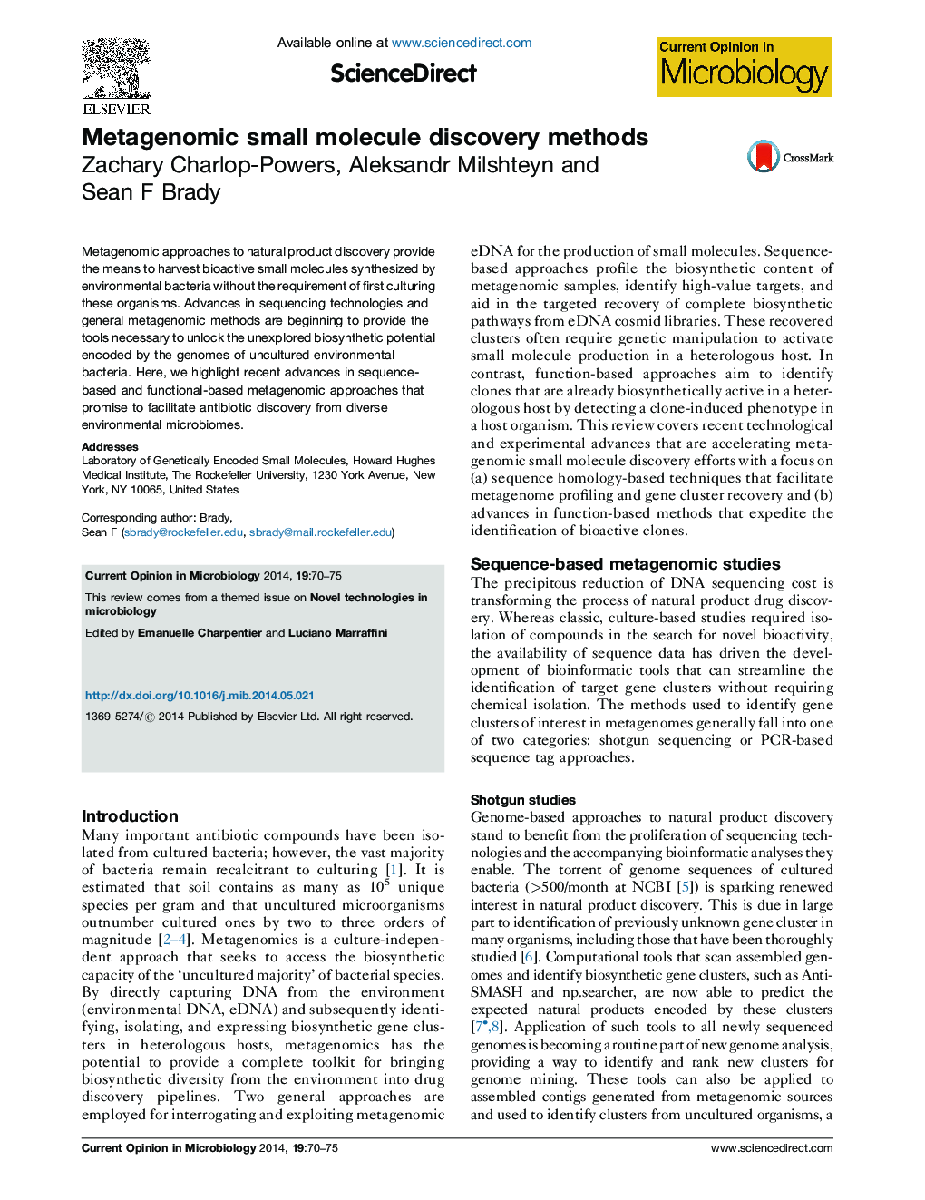 Metagenomic small molecule discovery methods