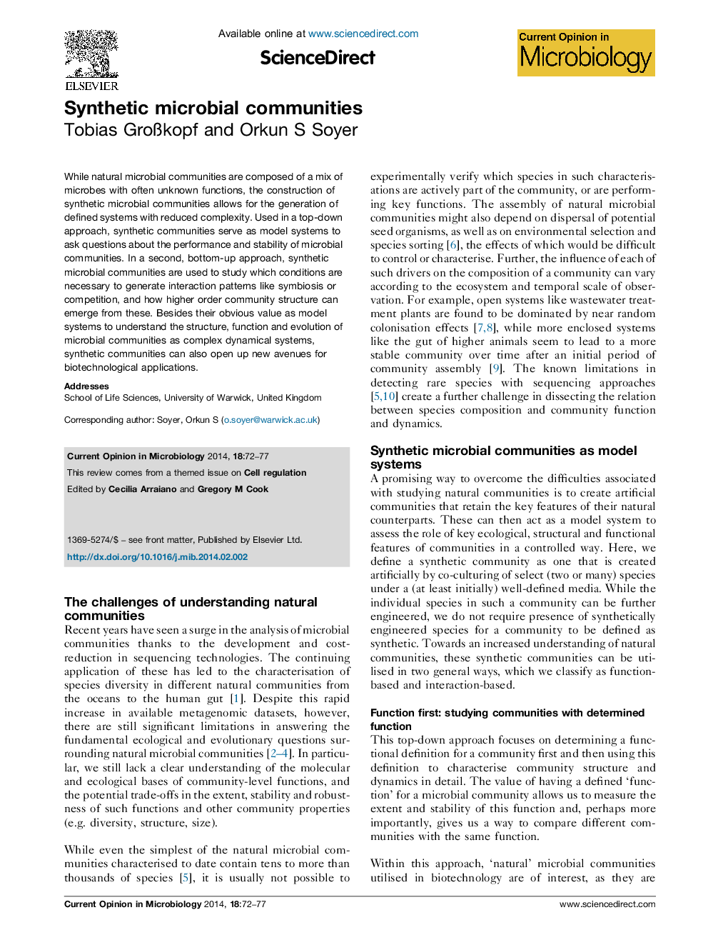 Synthetic microbial communities