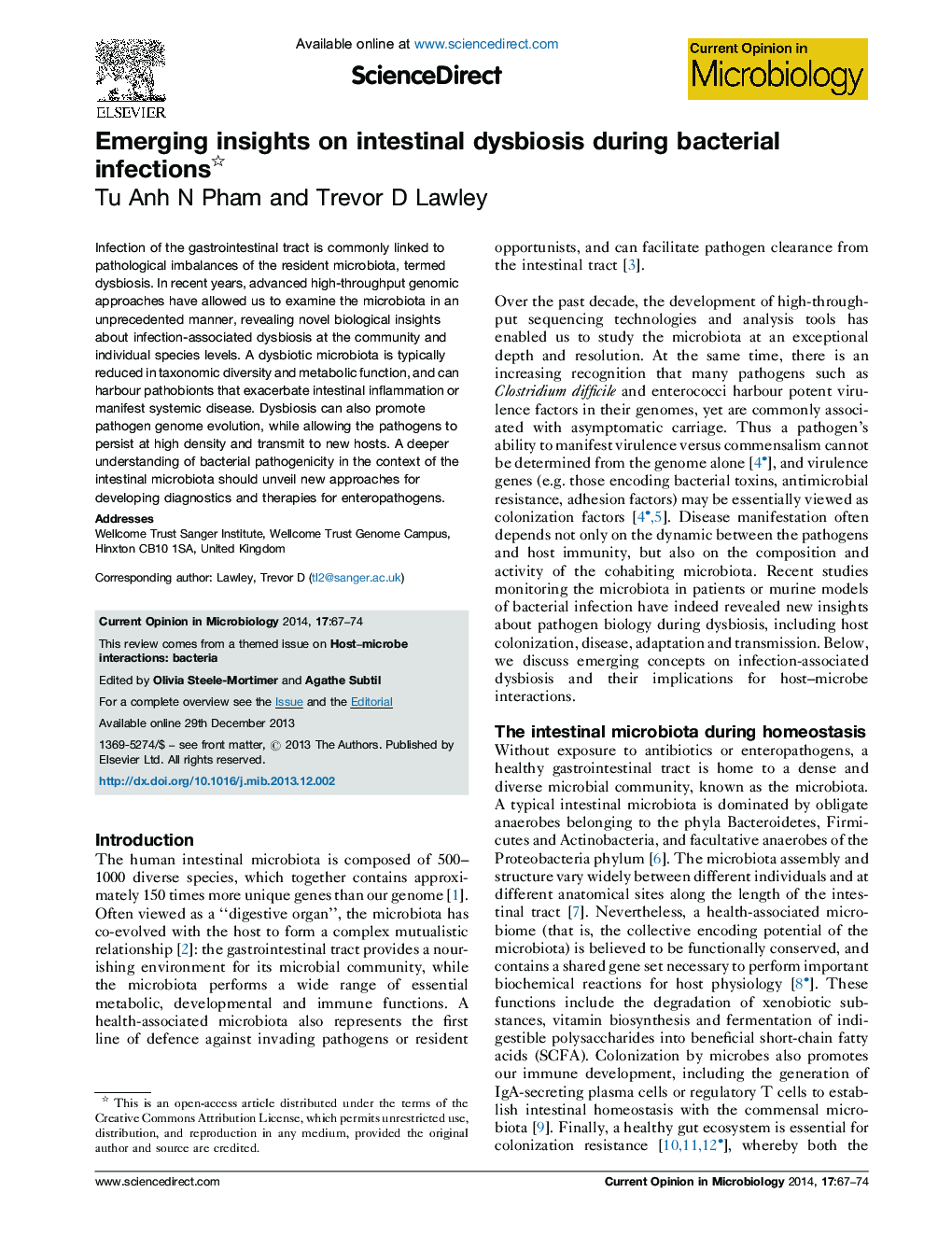 Emerging insights on intestinal dysbiosis during bacterial infections