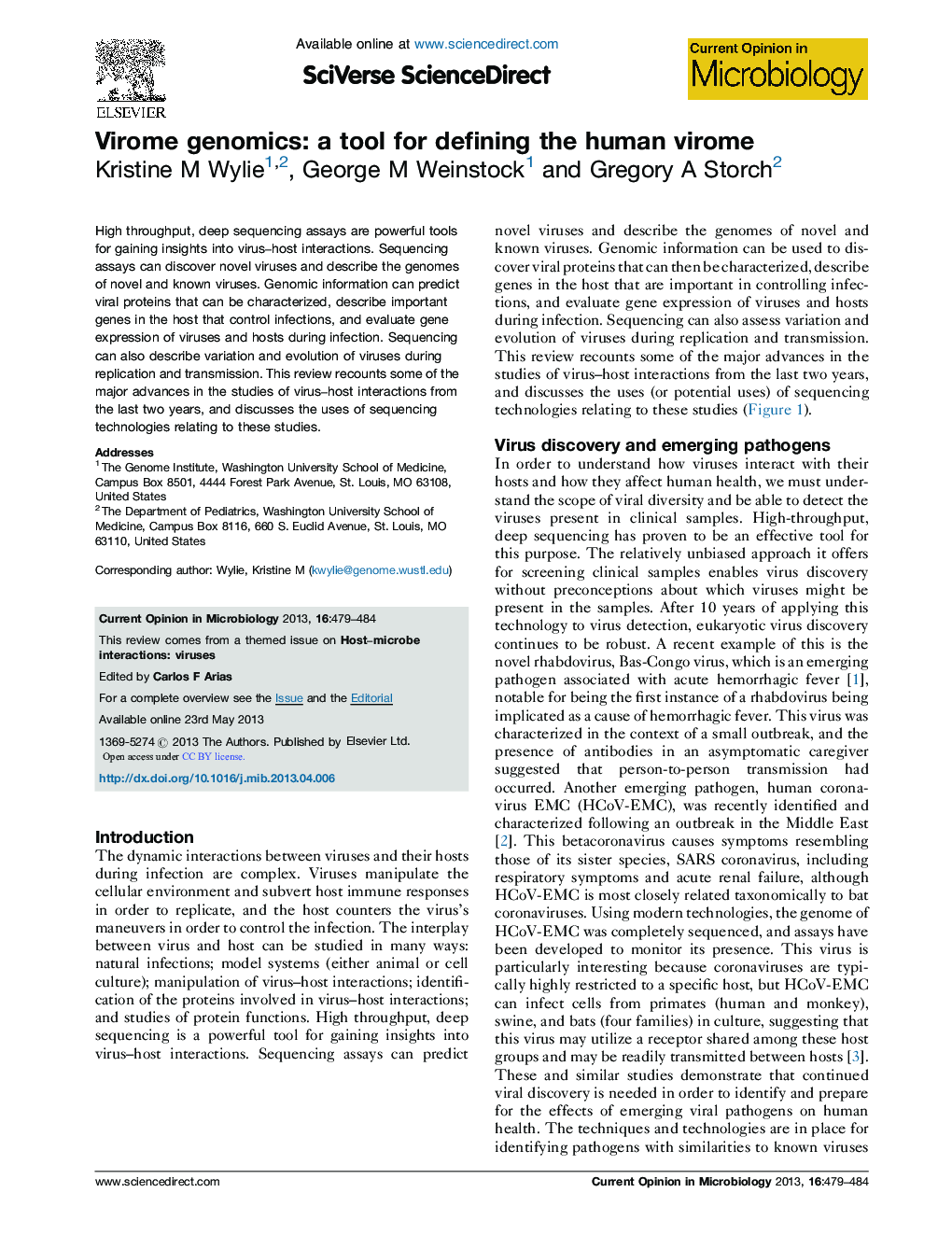 Virome genomics: a tool for defining the human virome