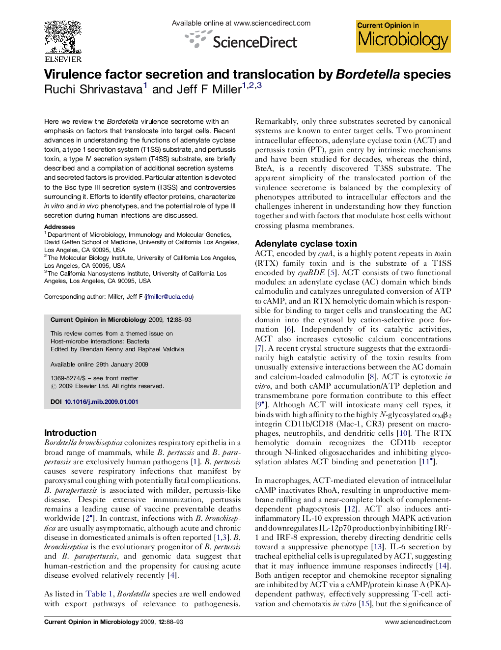 Virulence factor secretion and translocation by Bordetella species