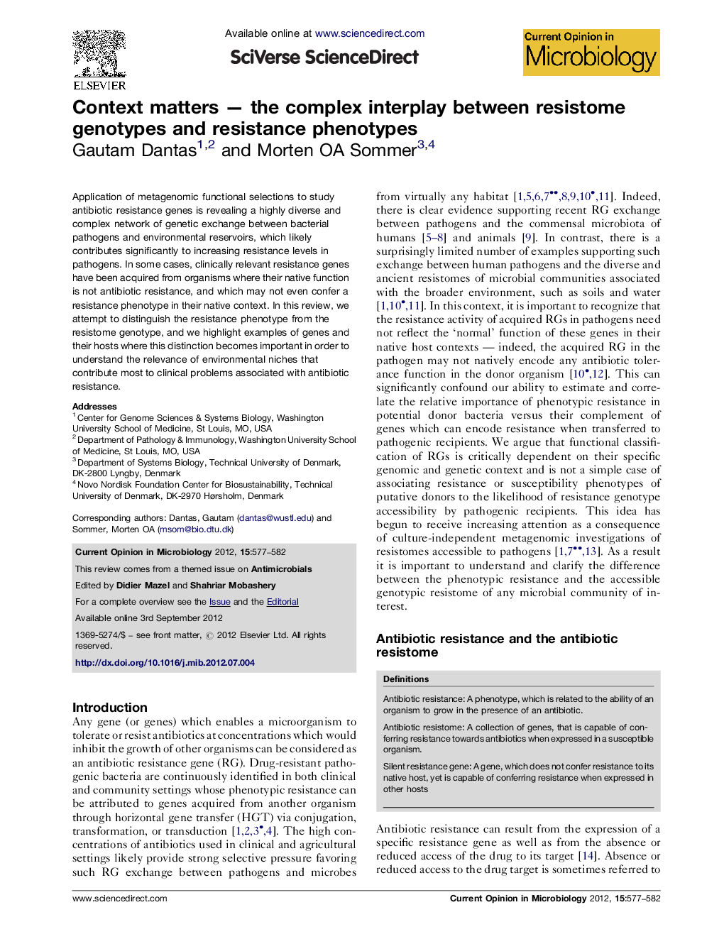 Context matters - the complex interplay between resistome genotypes and resistance phenotypes