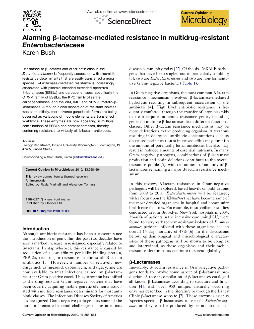 Alarming Î²-lactamase-mediated resistance in multidrug-resistant Enterobacteriaceae