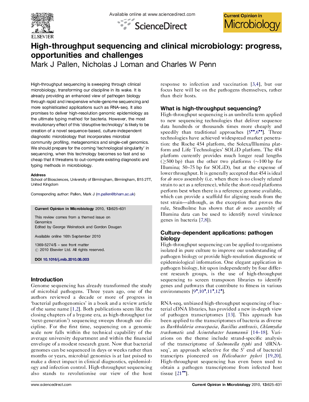 High-throughput sequencing and clinical microbiology: progress, opportunities and challenges