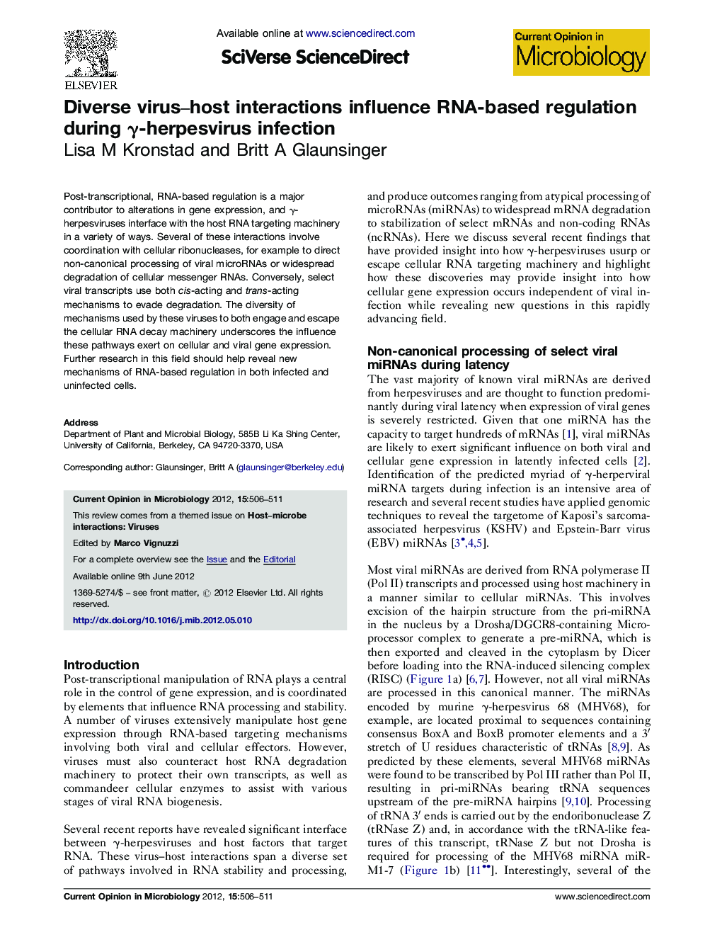 Diverse virus-host interactions influence RNA-based regulation during Î³-herpesvirus infection