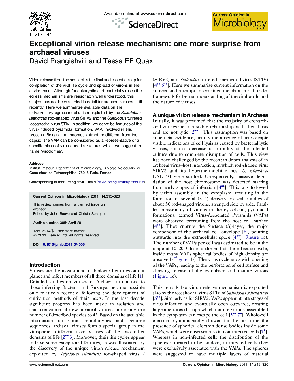 Exceptional virion release mechanism: one more surprise from archaeal viruses