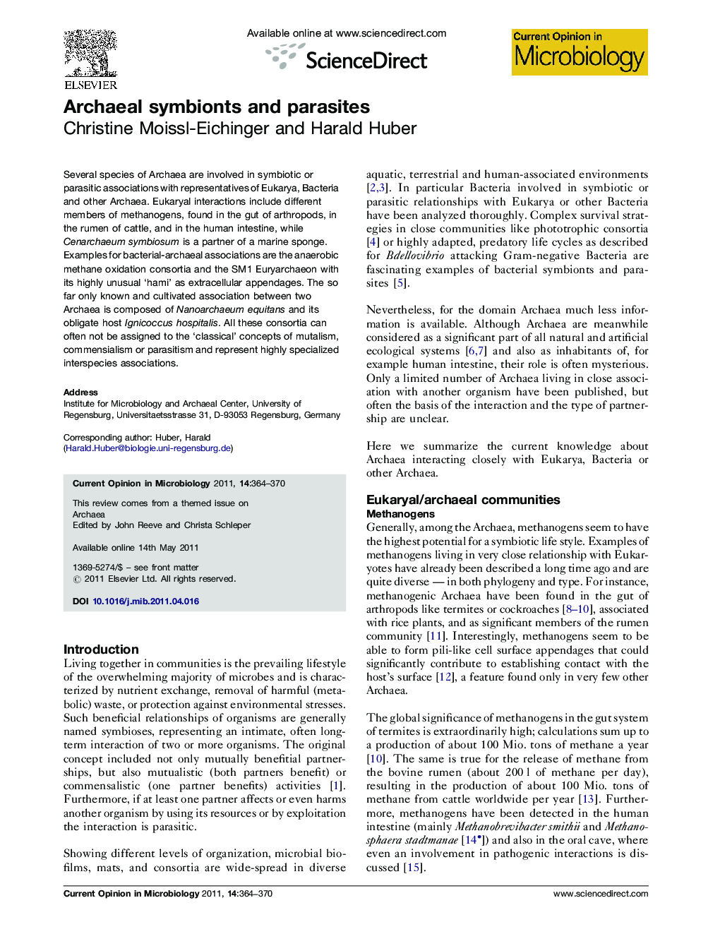 Archaeal symbionts and parasites