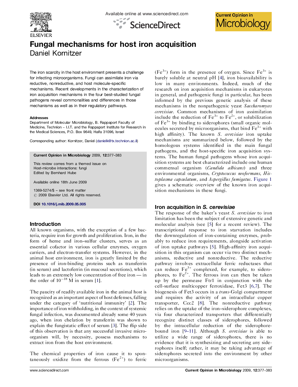 Fungal mechanisms for host iron acquisition