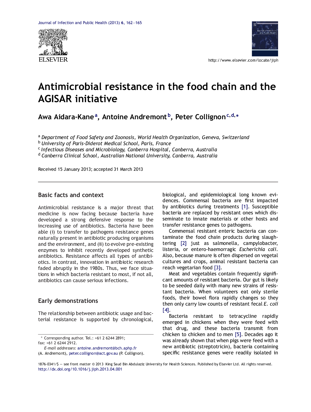 Antimicrobial resistance in the food chain and the AGISAR initiative