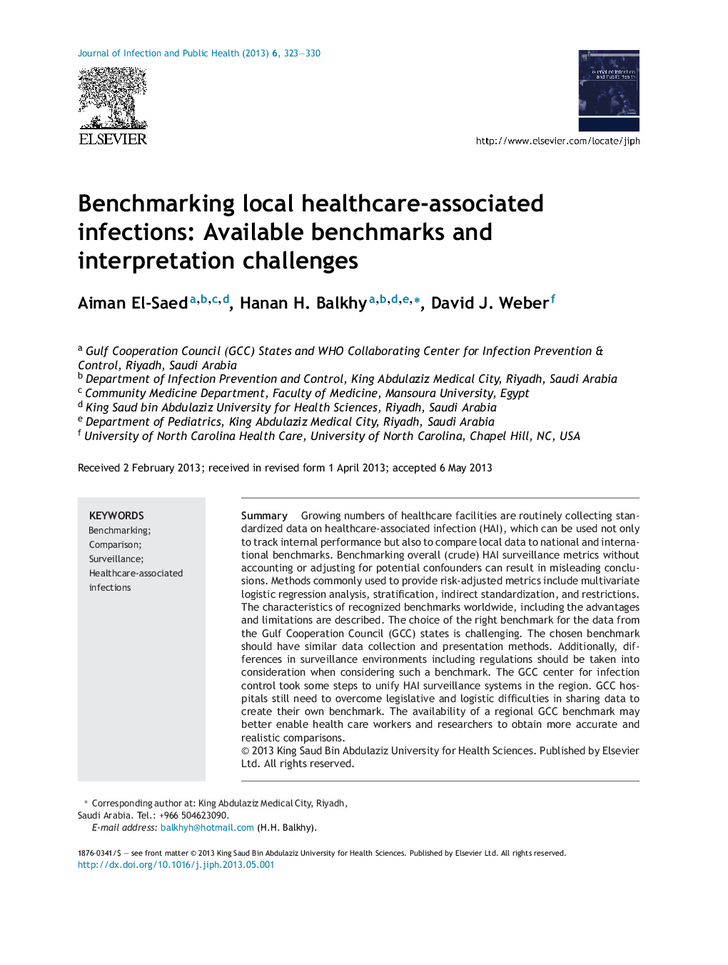 Benchmarking local healthcare-associated infections: Available benchmarks and interpretation challenges