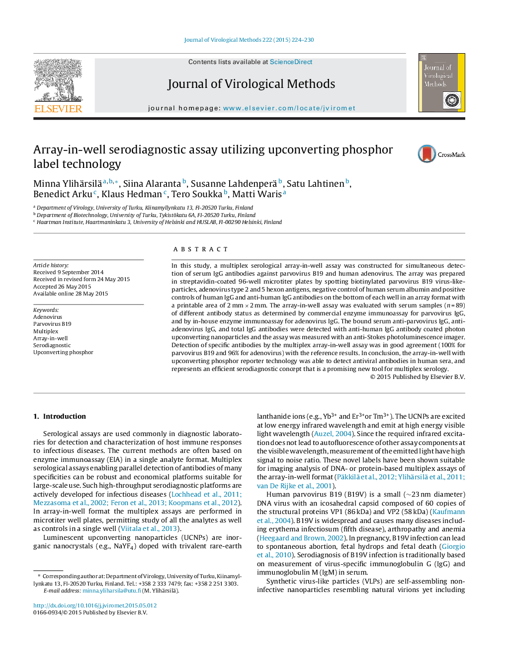 Array-in-well serodiagnostic assay utilizing upconverting phosphor label technology