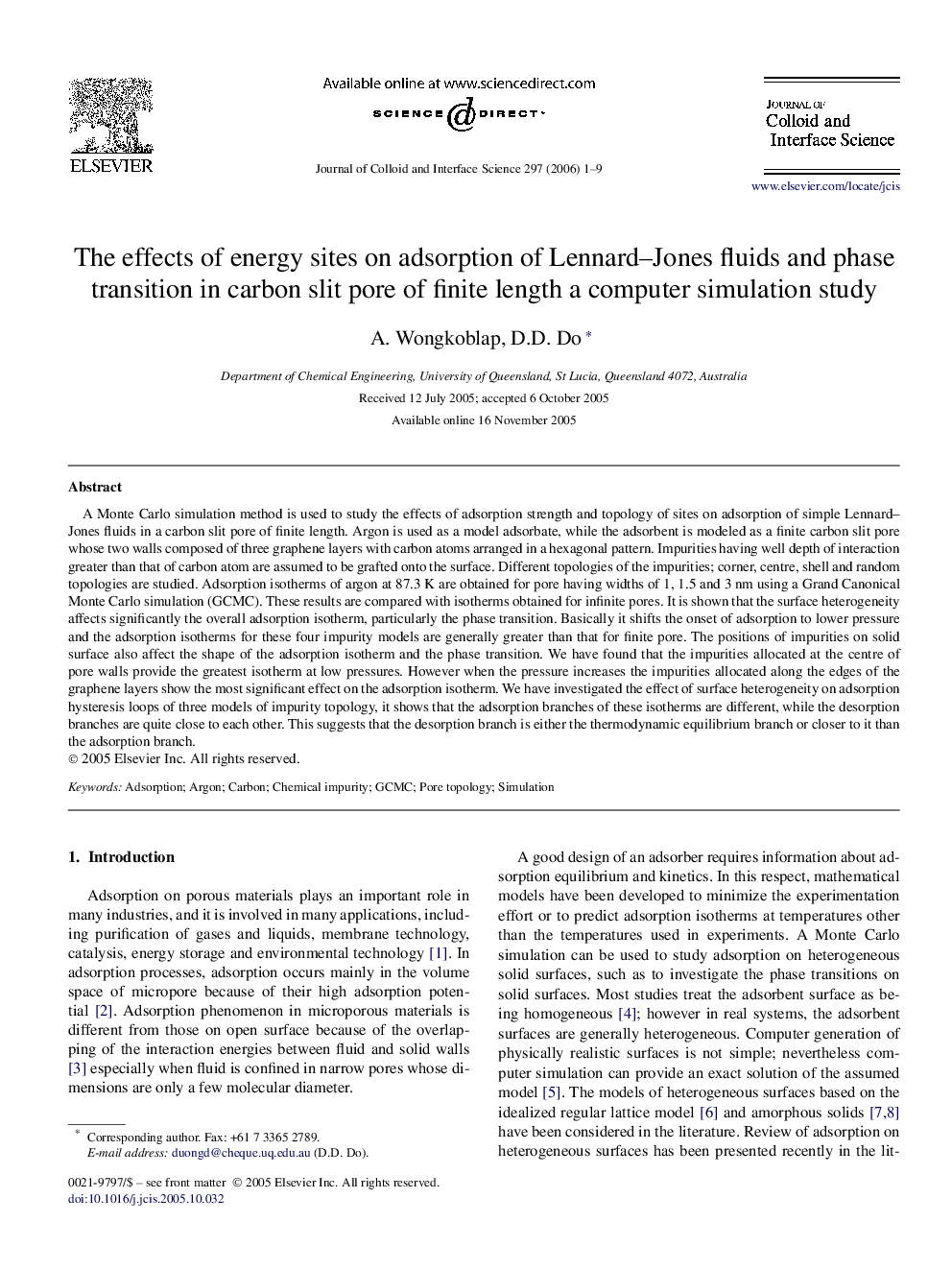 عکس صفحه اول مقاله: The effects of energy sites on adsorption of Lennard–Jones fluids and phase transition in carbon slit pore of finite length a computer simulation study The effects of energy sites on adsorption of Lennard–Jones fluids and phase transition in carbon slit pore of finite length a computer simulation study