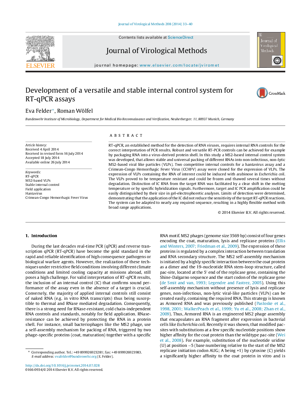 Development of a versatile and stable internal control system for RT-qPCR assays