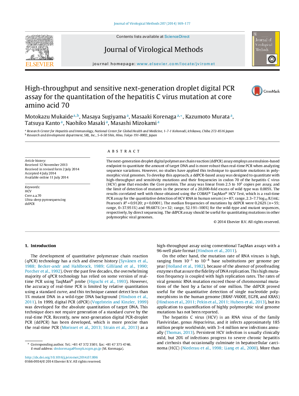 High-throughput and sensitive next-generation droplet digital PCR assay for the quantitation of the hepatitis C virus mutation at core amino acid 70