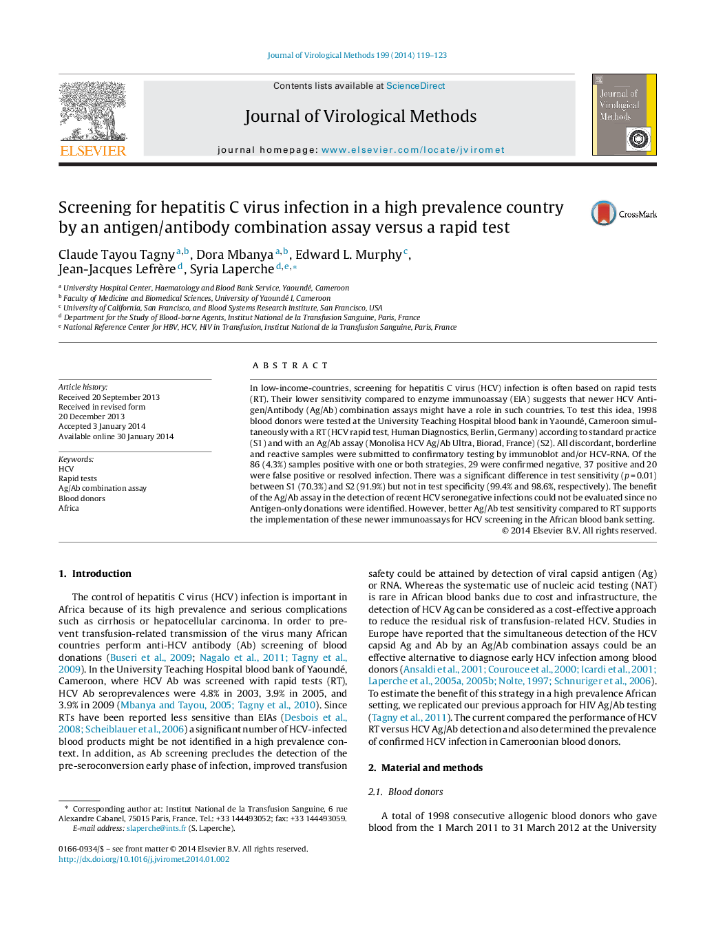 Screening for hepatitis C virus infection in a high prevalence country by an antigen/antibody combination assay versus a rapid test