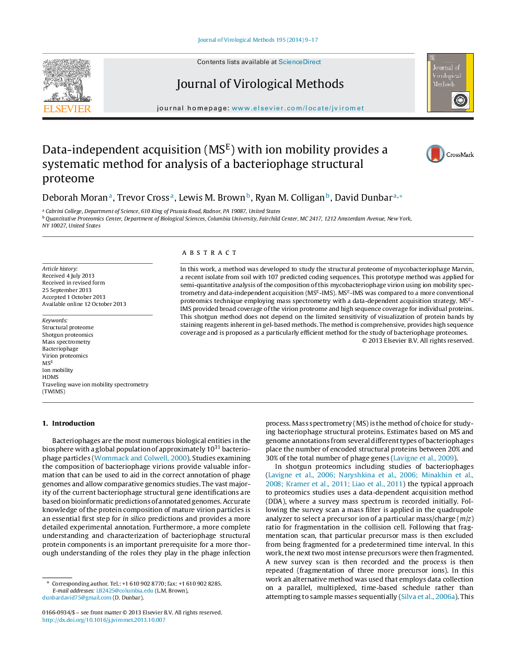 Data-independent acquisition (MSE) with ion mobility provides a systematic method for analysis of a bacteriophage structural proteome