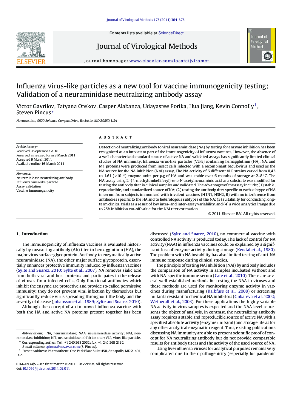 Influenza virus-like particles as a new tool for vaccine immunogenicity testing: Validation of a neuraminidase neutralizing antibody assay