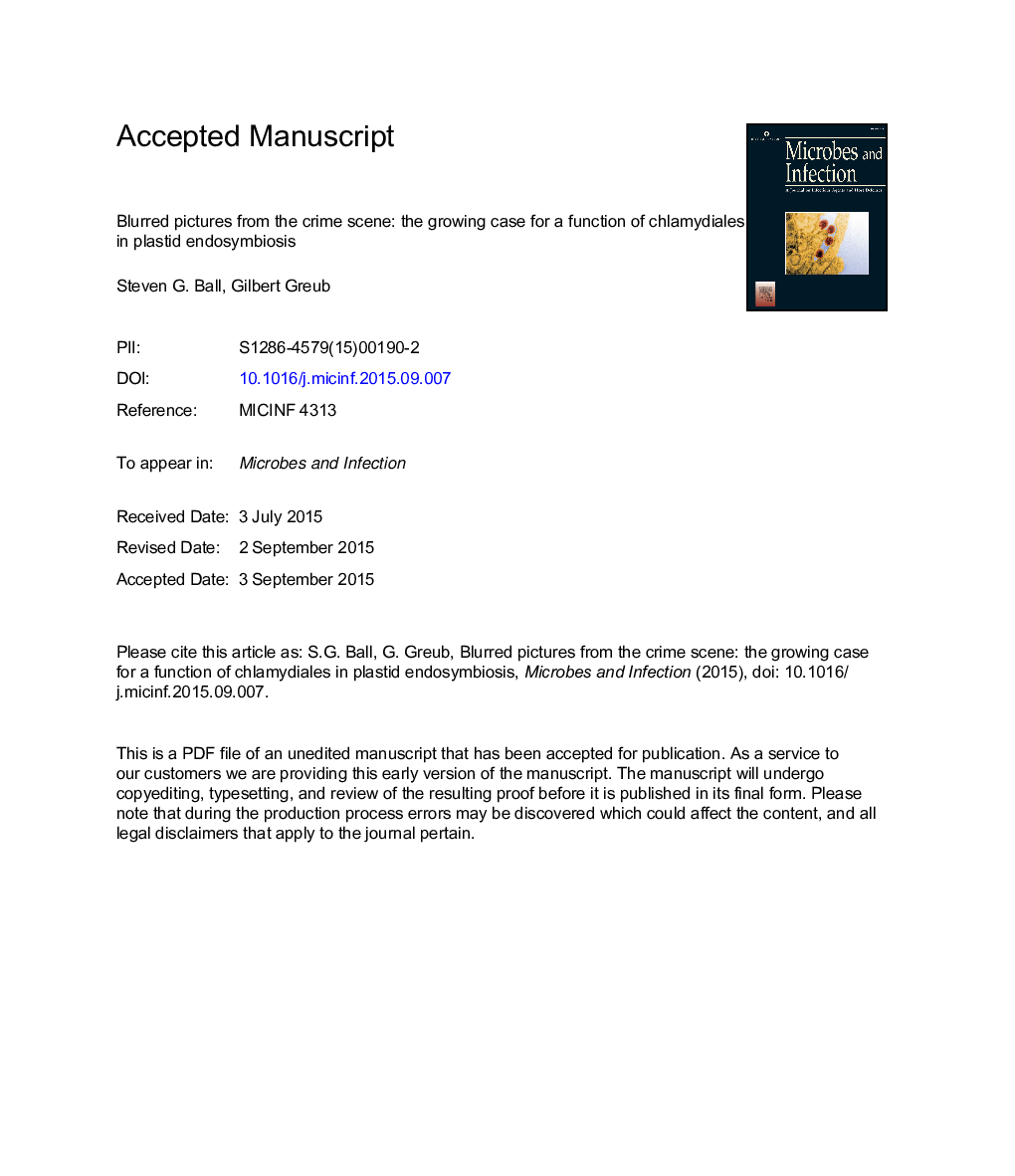 Blurred pictures from the crime scene: the growing case for a function of Chlamydiales in plastid endosymbiosis