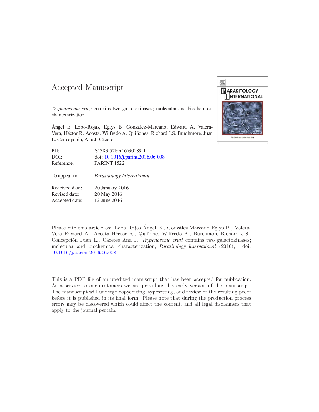 Trypanosoma cruzi contains two galactokinases; molecular and biochemical characterization