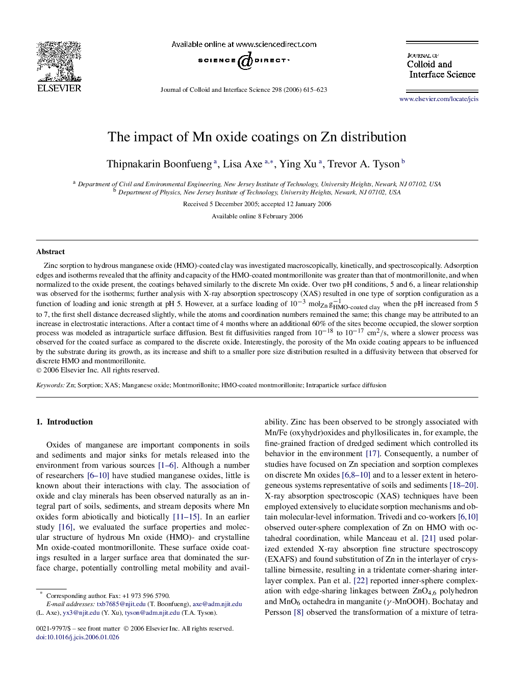 The impact of Mn oxide coatings on Zn distribution