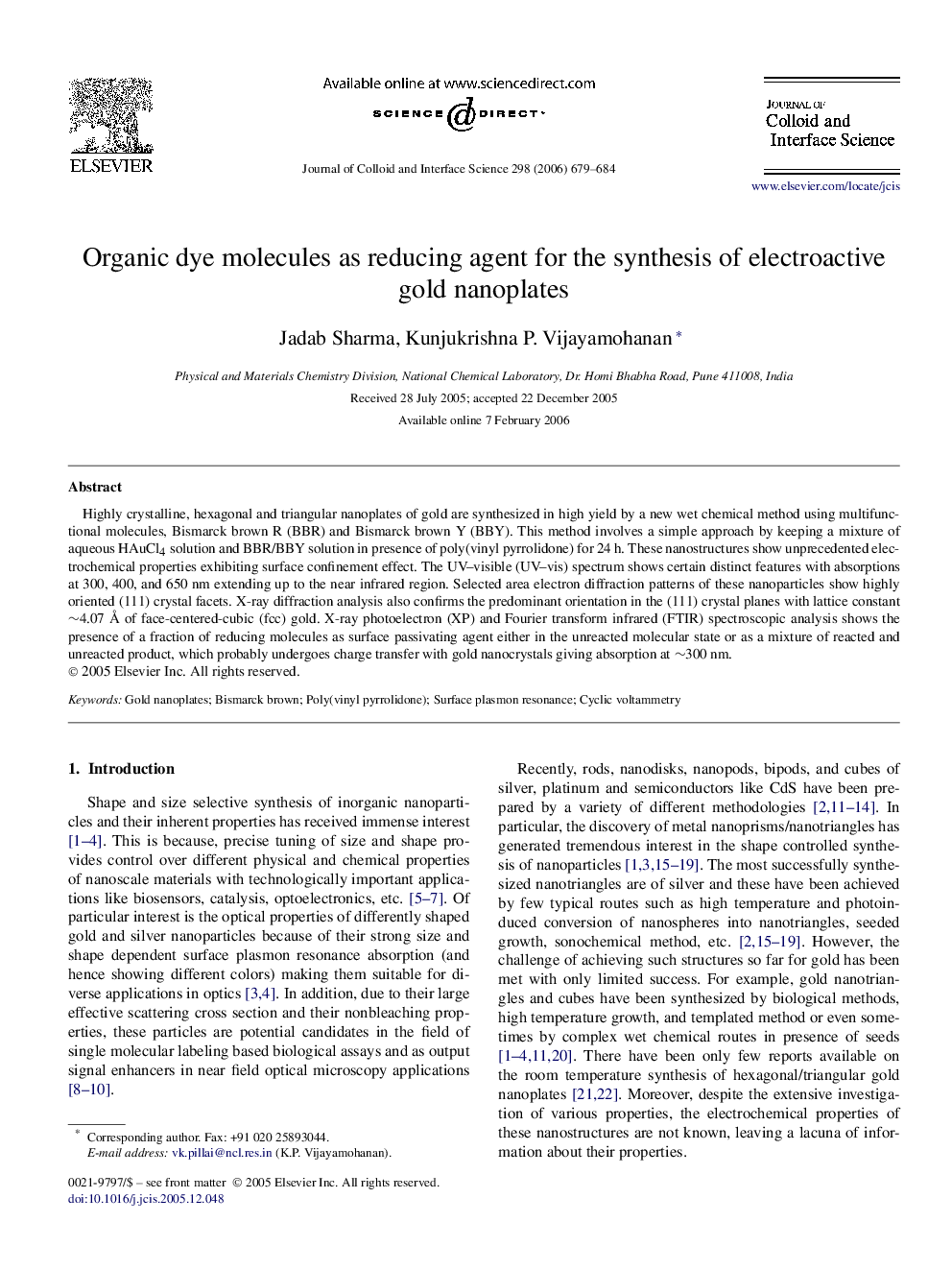 Organic dye molecules as reducing agent for the synthesis of electroactive gold nanoplates