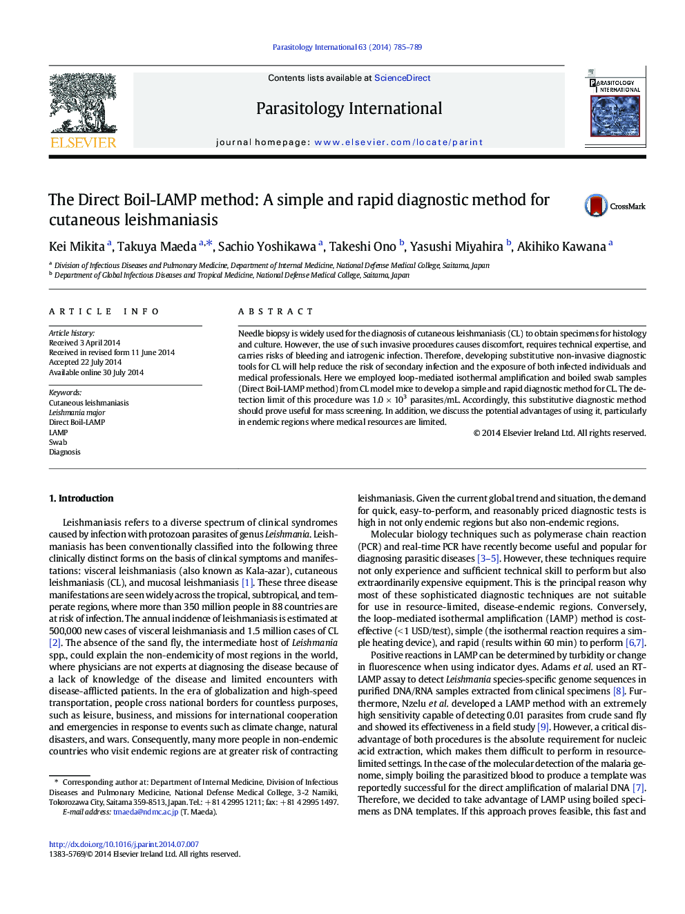 The Direct Boil-LAMP method: A simple and rapid diagnostic method for cutaneous leishmaniasis