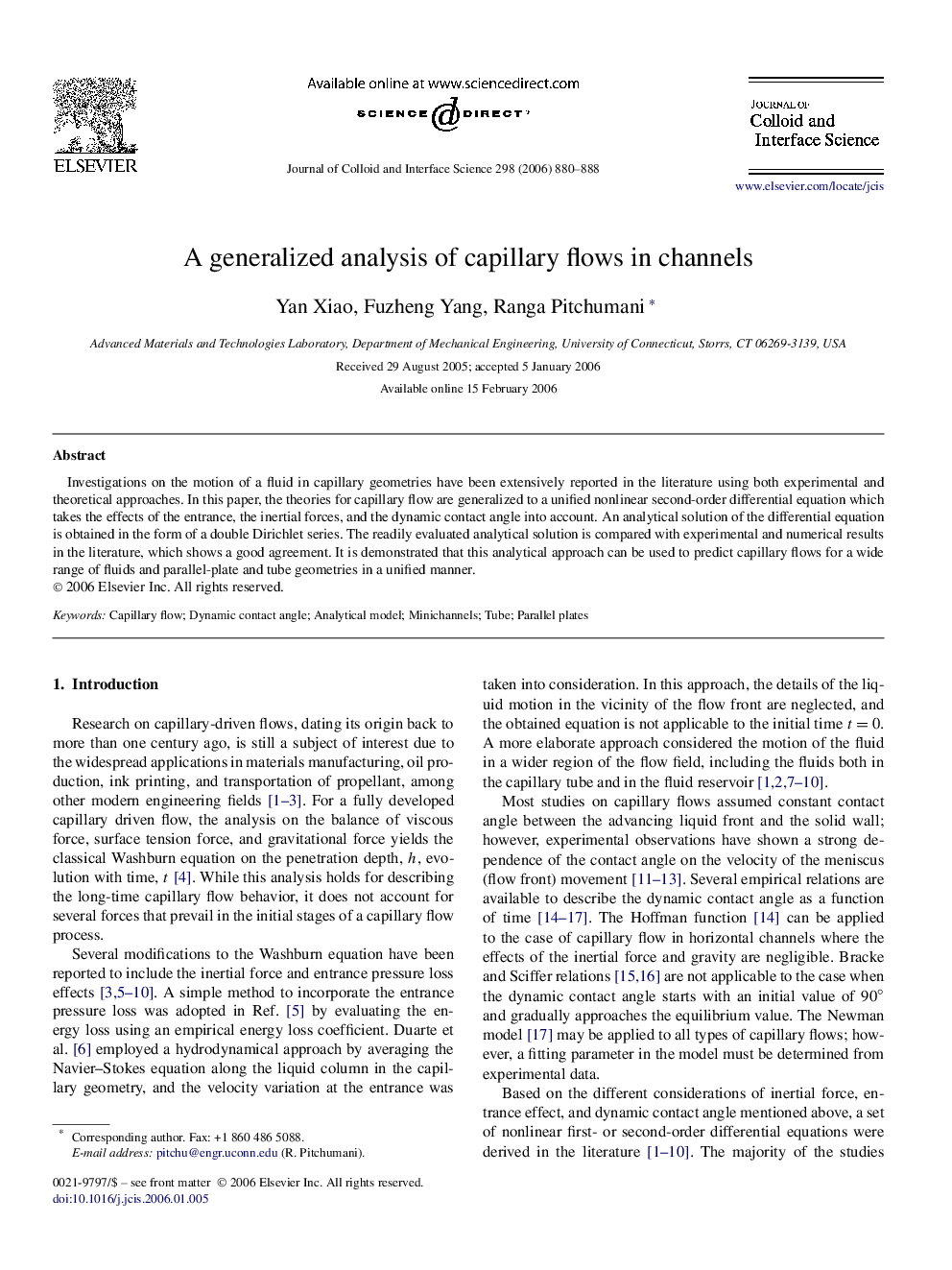 A generalized analysis of capillary flows in channels