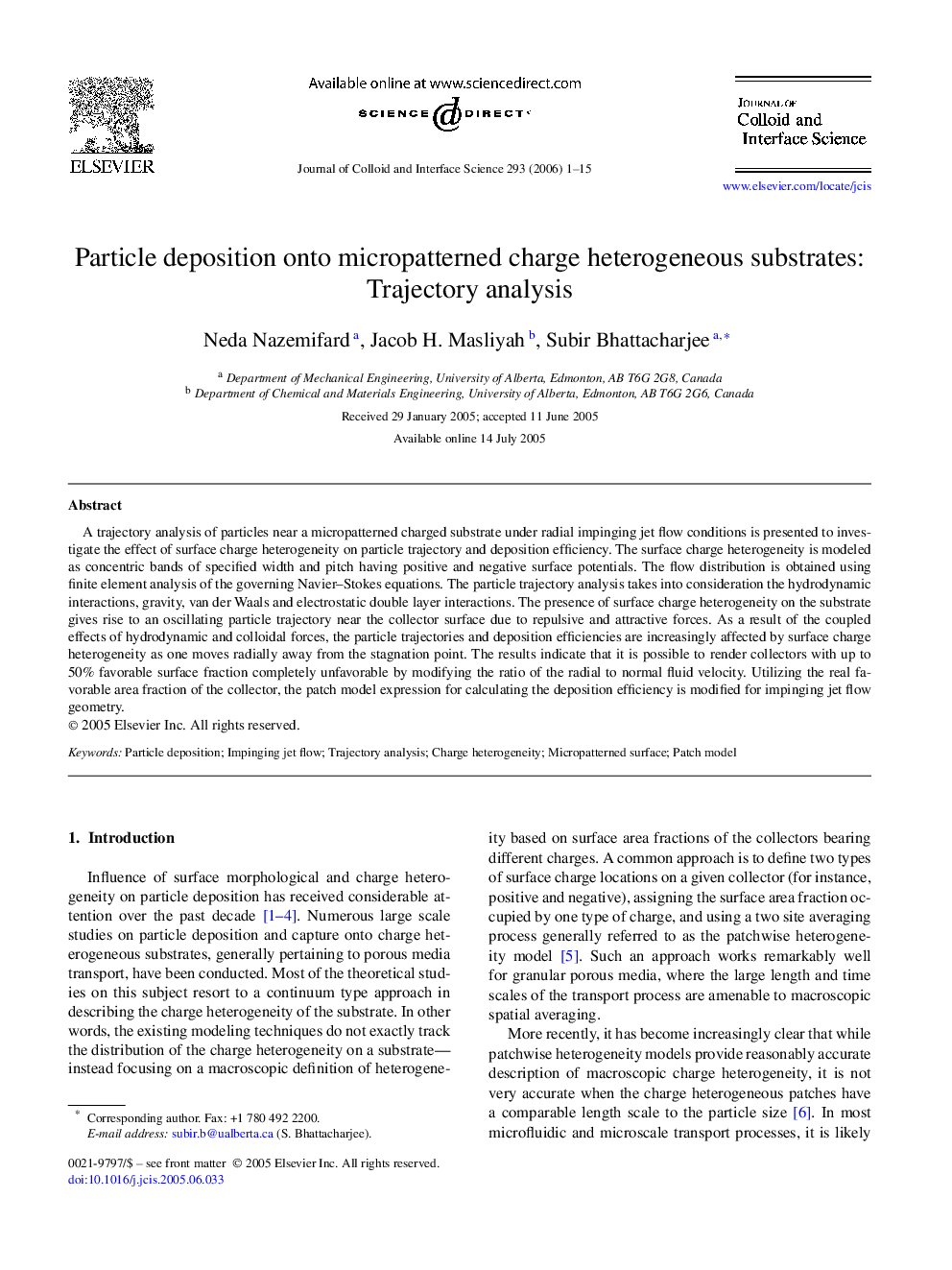 Particle deposition onto micropatterned charge heterogeneous substrates: Trajectory analysis