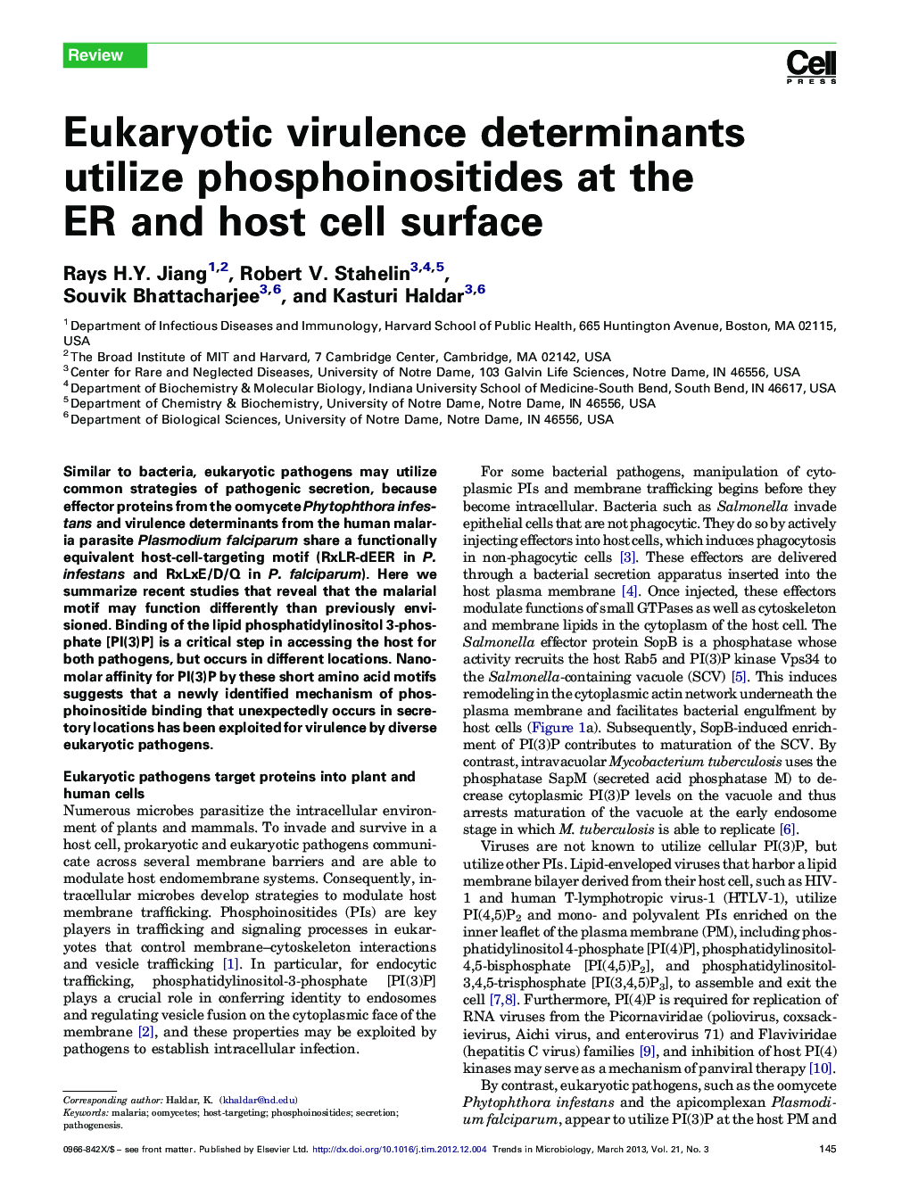 Eukaryotic virulence determinants utilize phosphoinositides at the ER and host cell surface