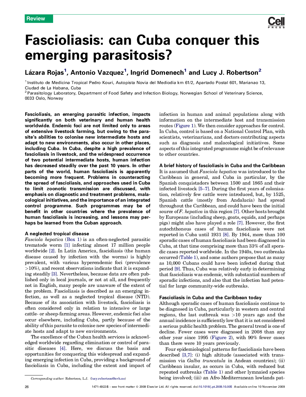 Fascioliasis: can Cuba conquer this emerging parasitosis?