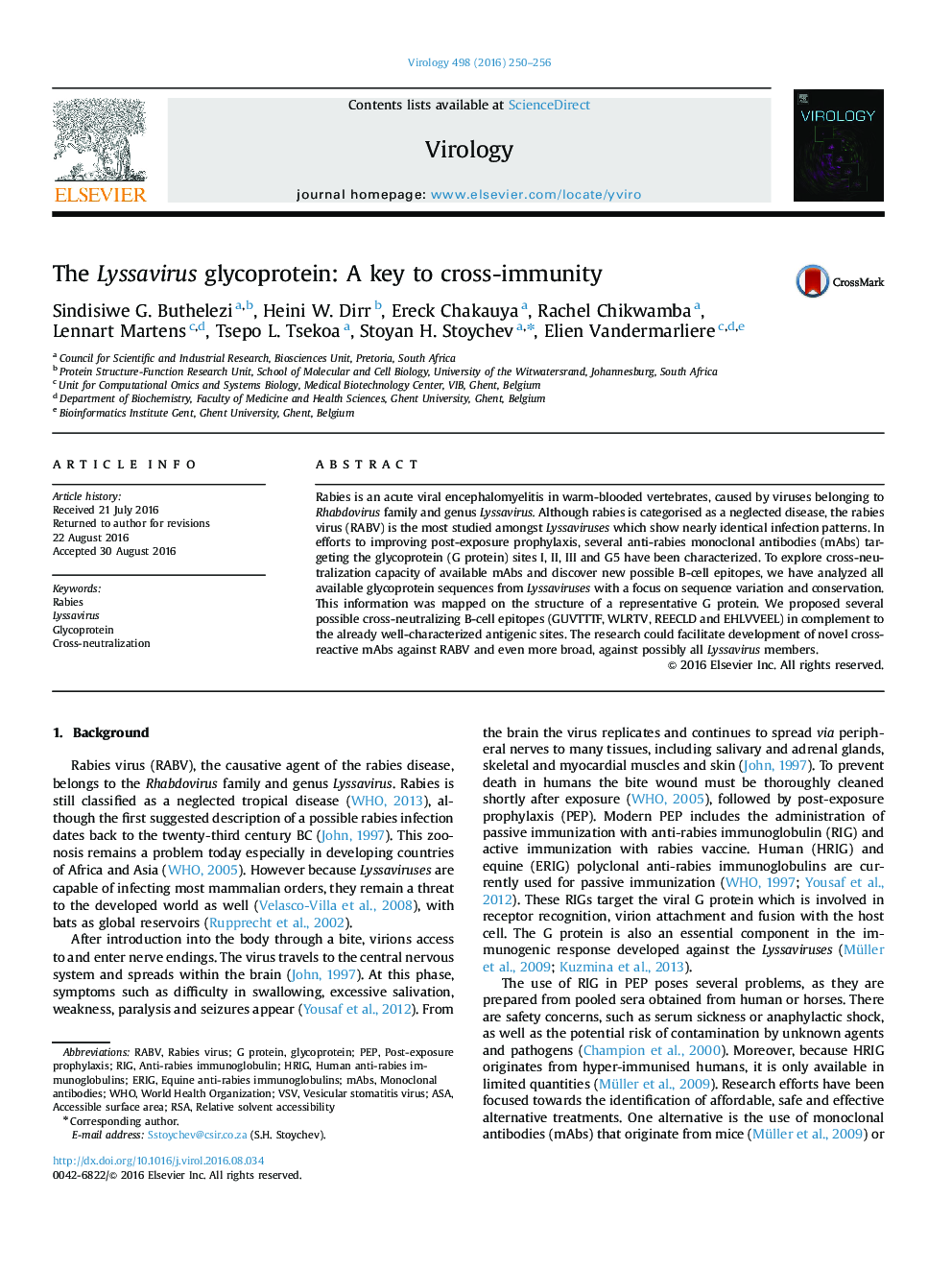 The Lyssavirus glycoprotein: A key to cross-immunity