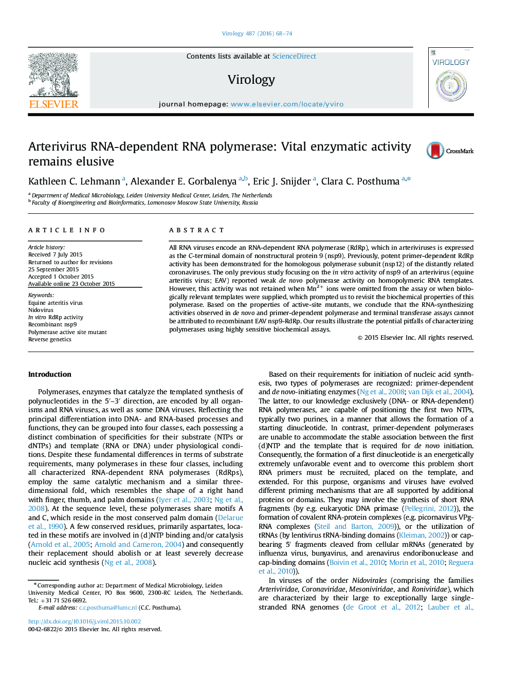 Arterivirus RNA-dependent RNA polymerase: Vital enzymatic activity remains elusive