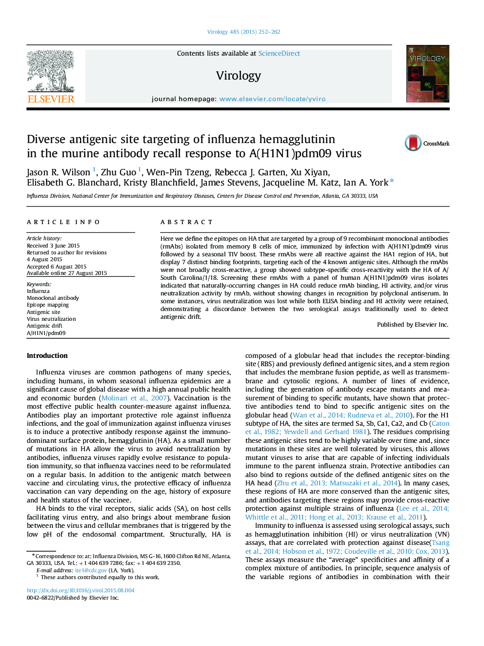 Diverse antigenic site targeting of influenza hemagglutinin in the murine antibody recall response to A(H1N1)pdm09 virus