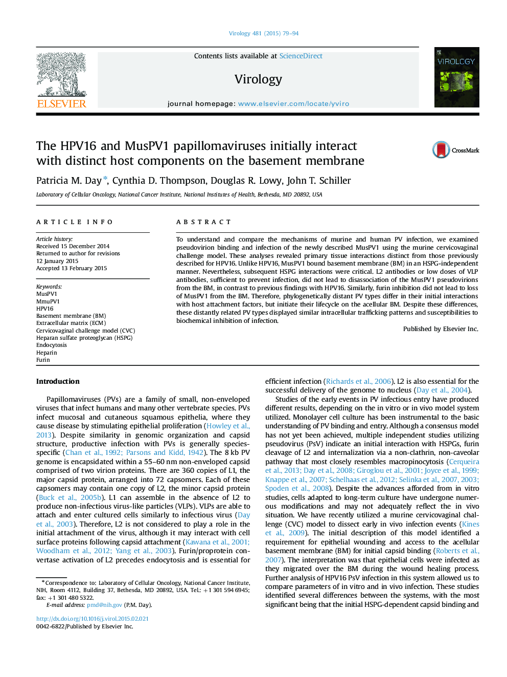 The HPV16 and MusPV1 papillomaviruses initially interact with distinct host components on the basement membrane