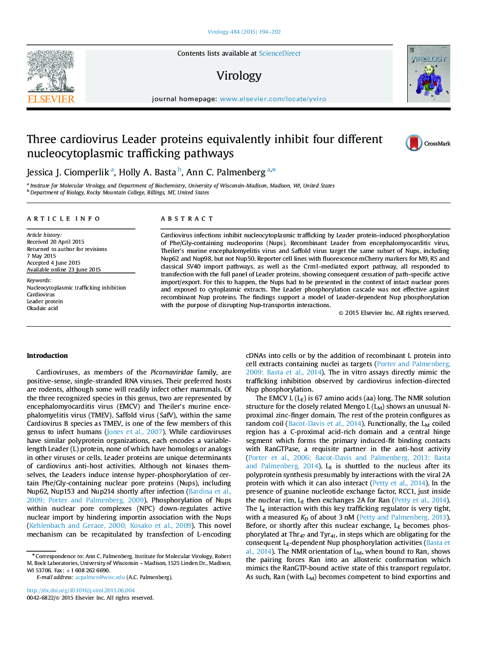 Three cardiovirus Leader proteins equivalently inhibit four different nucleocytoplasmic trafficking pathways