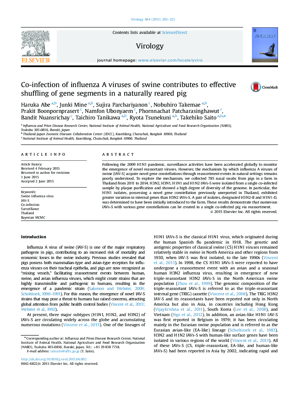 Co-infection of influenza A viruses of swine contributes to effective shuffling of gene segments in a naturally reared pig