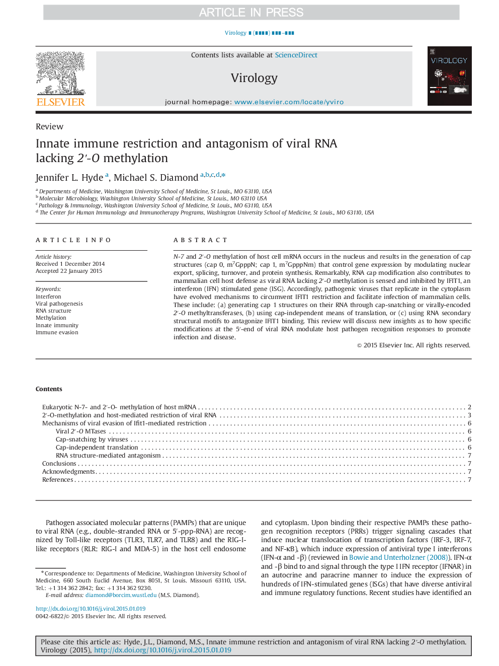 Innate immune restriction and antagonism of viral RNA lacking 2×³-O methylation