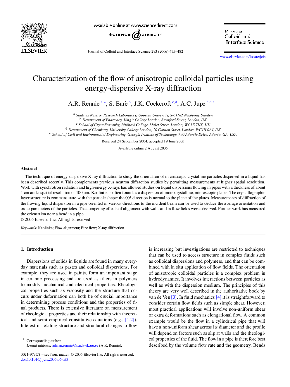 Characterization of the flow of anisotropic colloidal particles using energy-dispersive X-ray diffraction