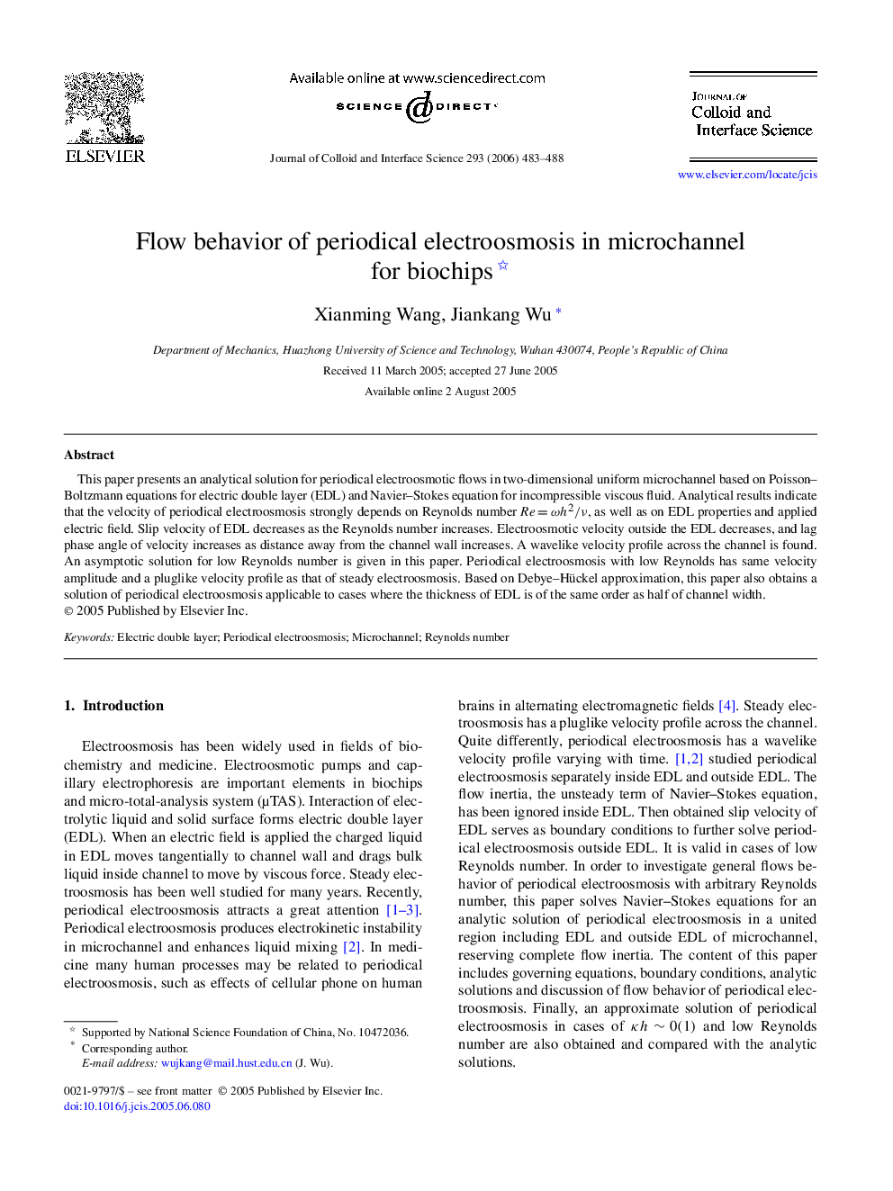 Flow behavior of periodical electroosmosis in microchannel for biochips 