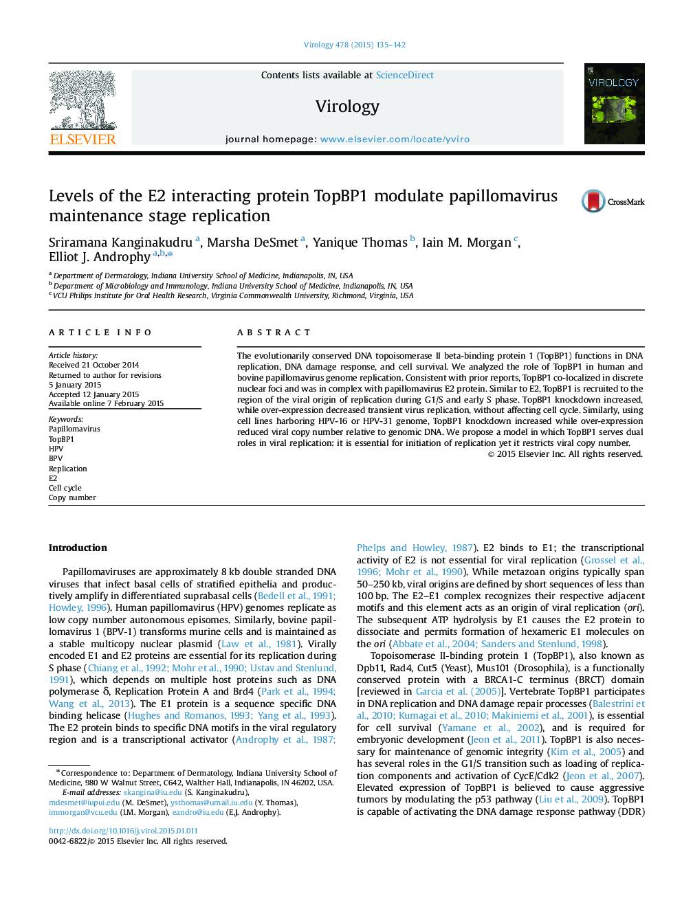 Levels of the E2 interacting protein TopBP1 modulate papillomavirus maintenance stage replication