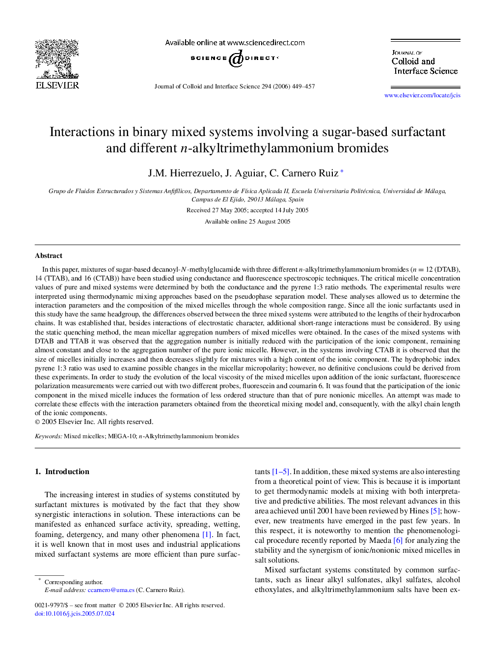 Interactions in binary mixed systems involving a sugar-based surfactant and different n-alkyltrimethylammonium bromides