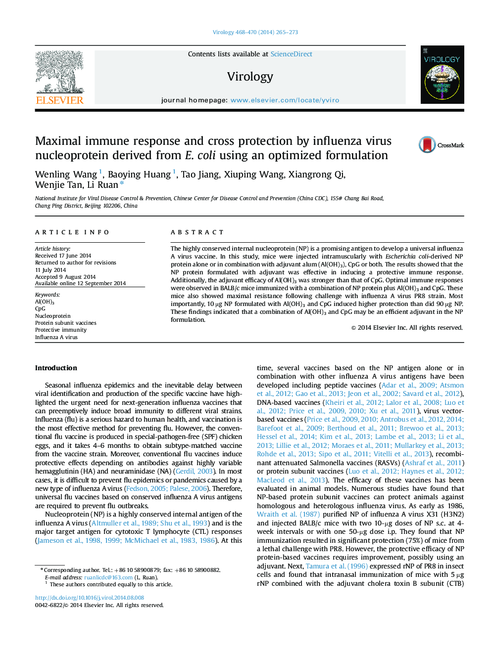 Maximal immune response and cross protection by influenza virus nucleoprotein derived from E. coli using an optimized formulation