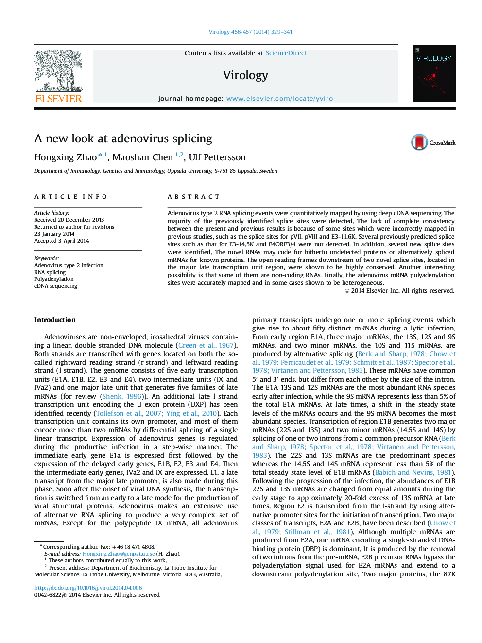 A new look at adenovirus splicing