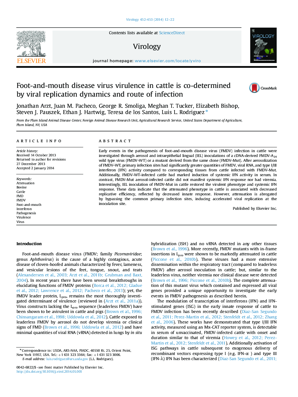 Foot-and-mouth disease virus virulence in cattle is co-determined by viral replication dynamics and route of infection