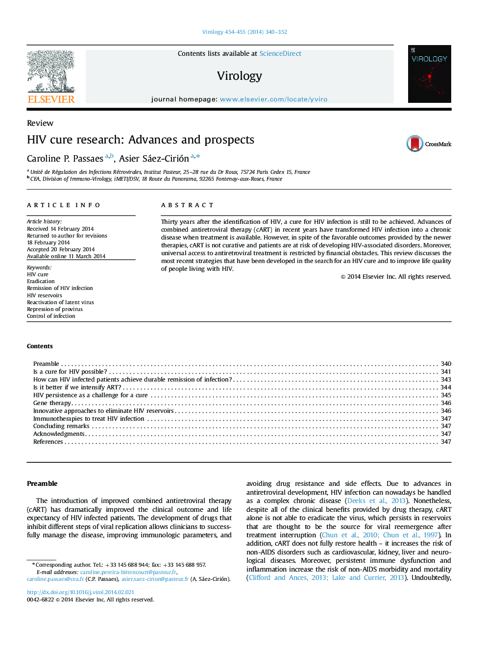 ReviewHIV cure research: Advances and prospects